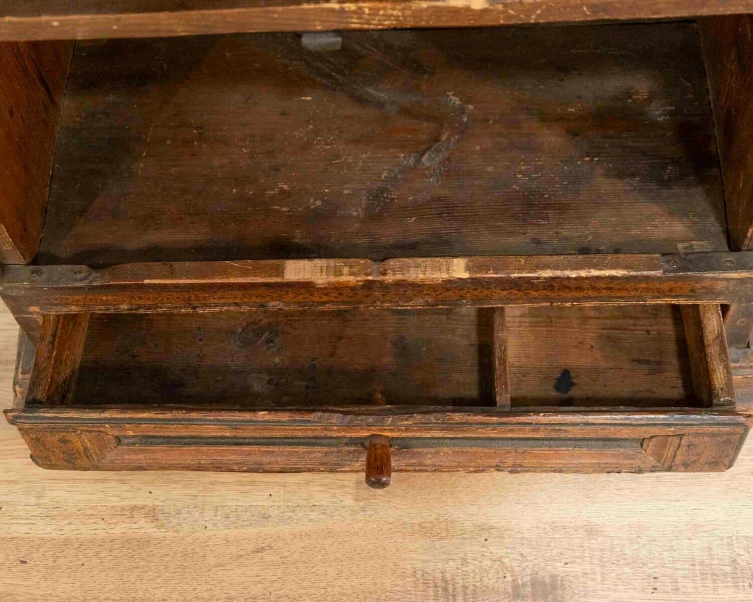 An original painted 19th Century wall cabinet with two doors and one drawer - JAA