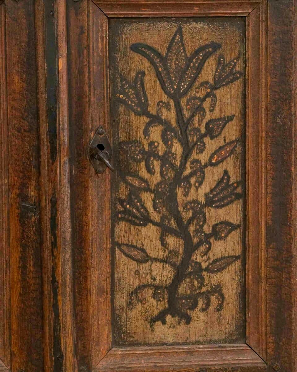 An original painted 19th Century wall cabinet with two doors and one drawer - JAA