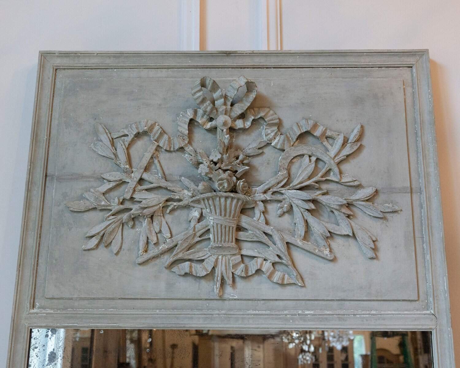 Louis XVI Trumeau Mirror in Original Paint with Mercury Glass, Late 18th–Early 19th Century - JAA