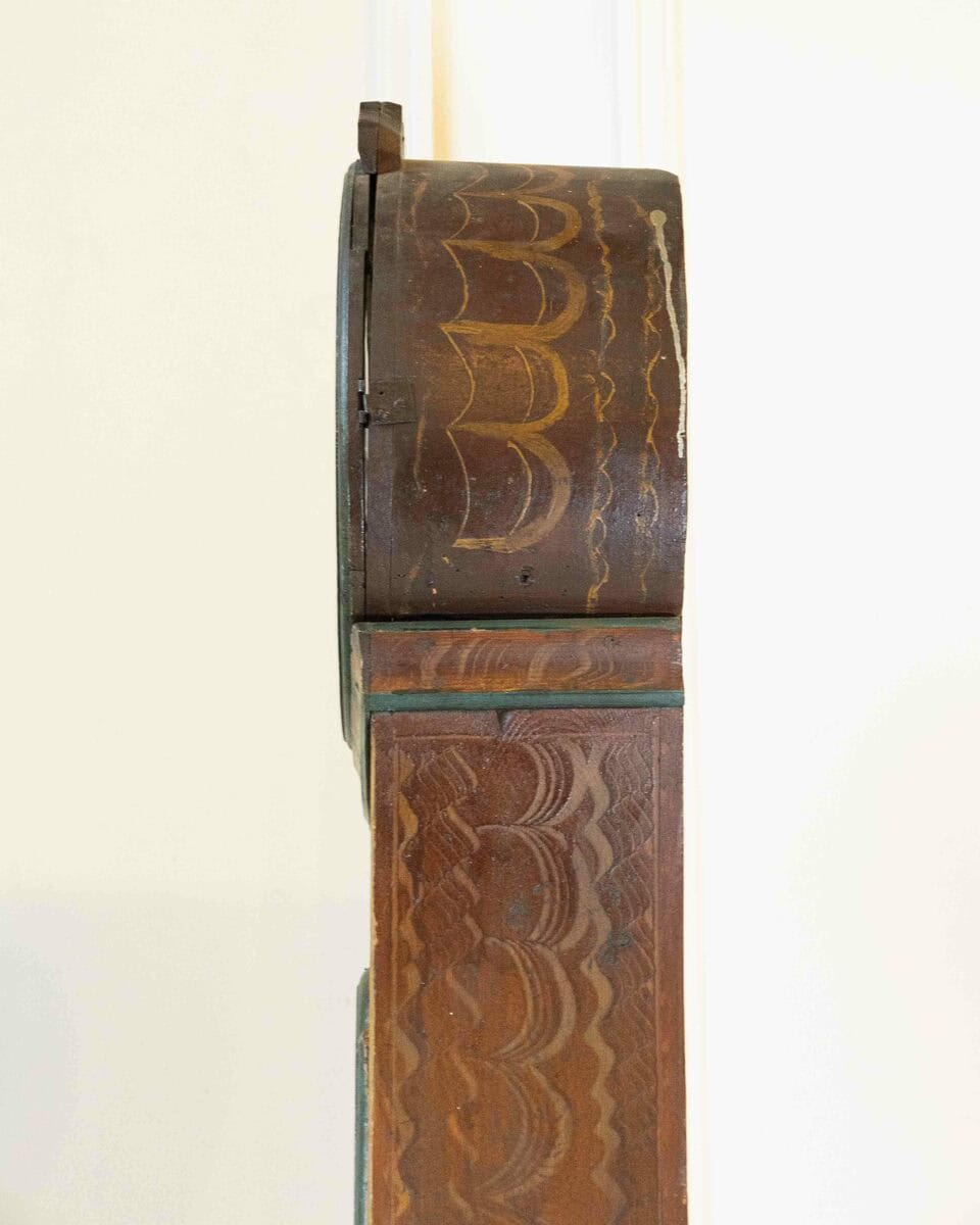 Rococo Style Clock from the County of Dalarna, Sweden, Original Paint, Dated 1841 - JAA