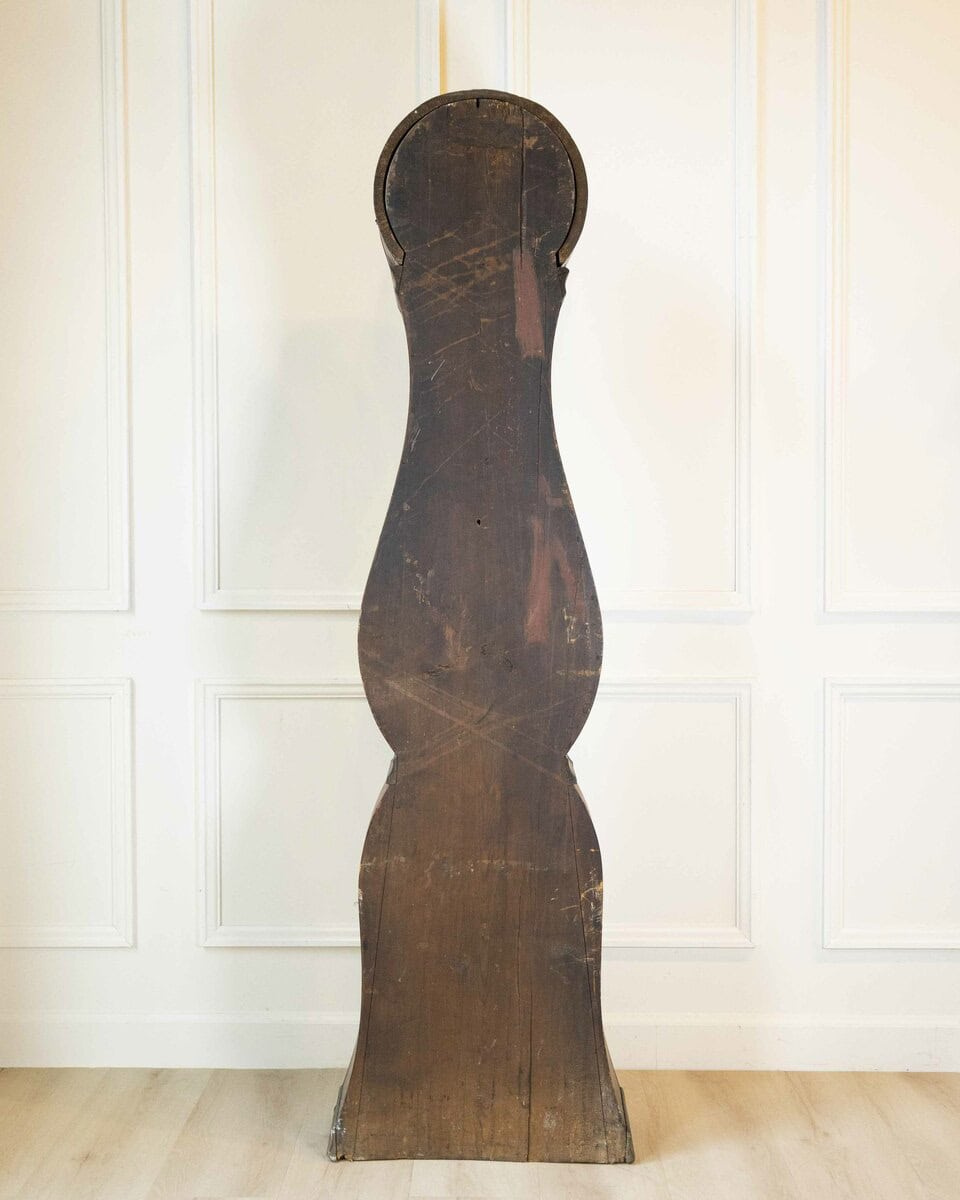 Rococo Style Clock from the County of Dalarna, Sweden, Original Paint, Dated 1841 - JAA