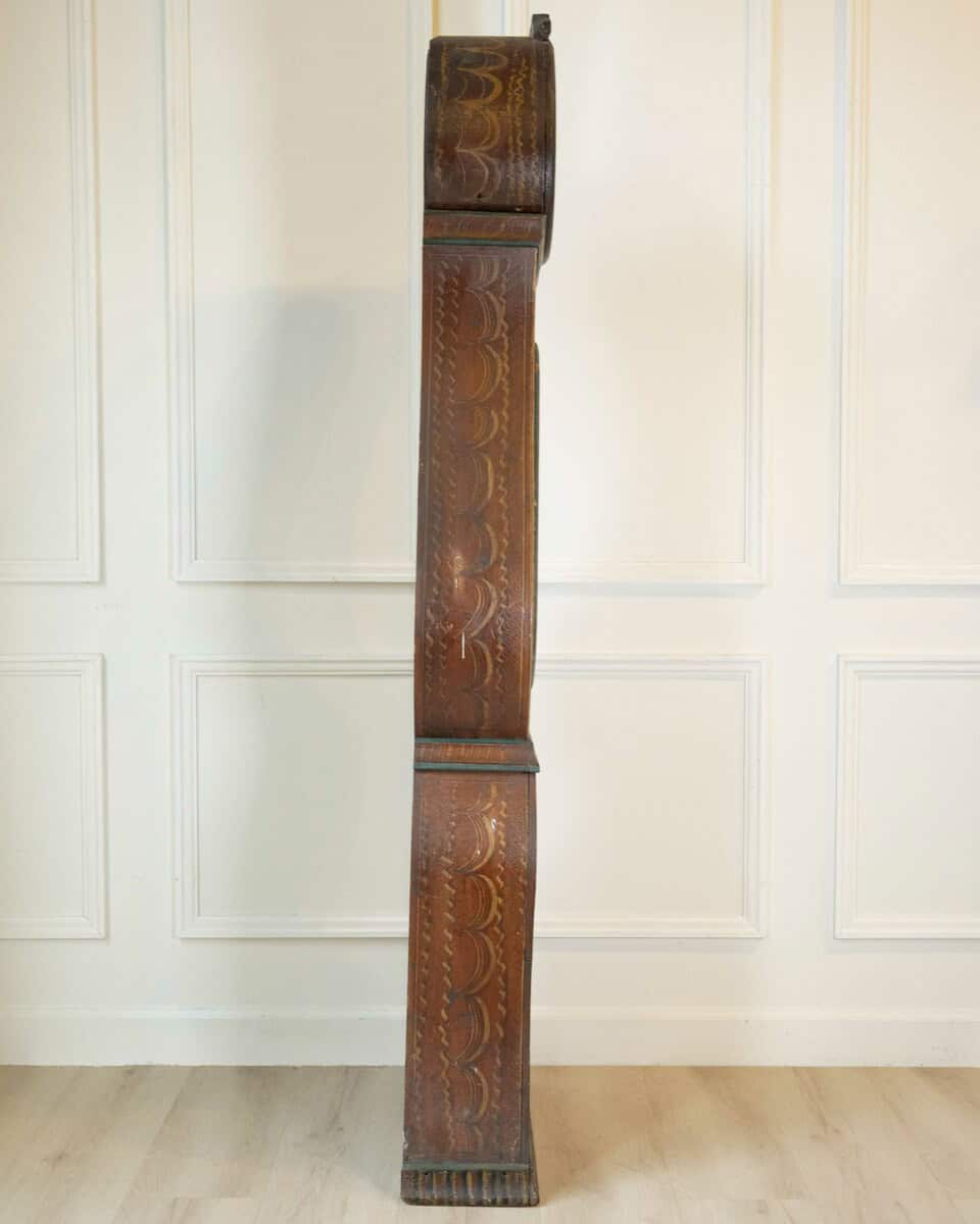 Rococo Style Clock from the County of Dalarna, Sweden, Original Paint, Dated 1841 - JAA