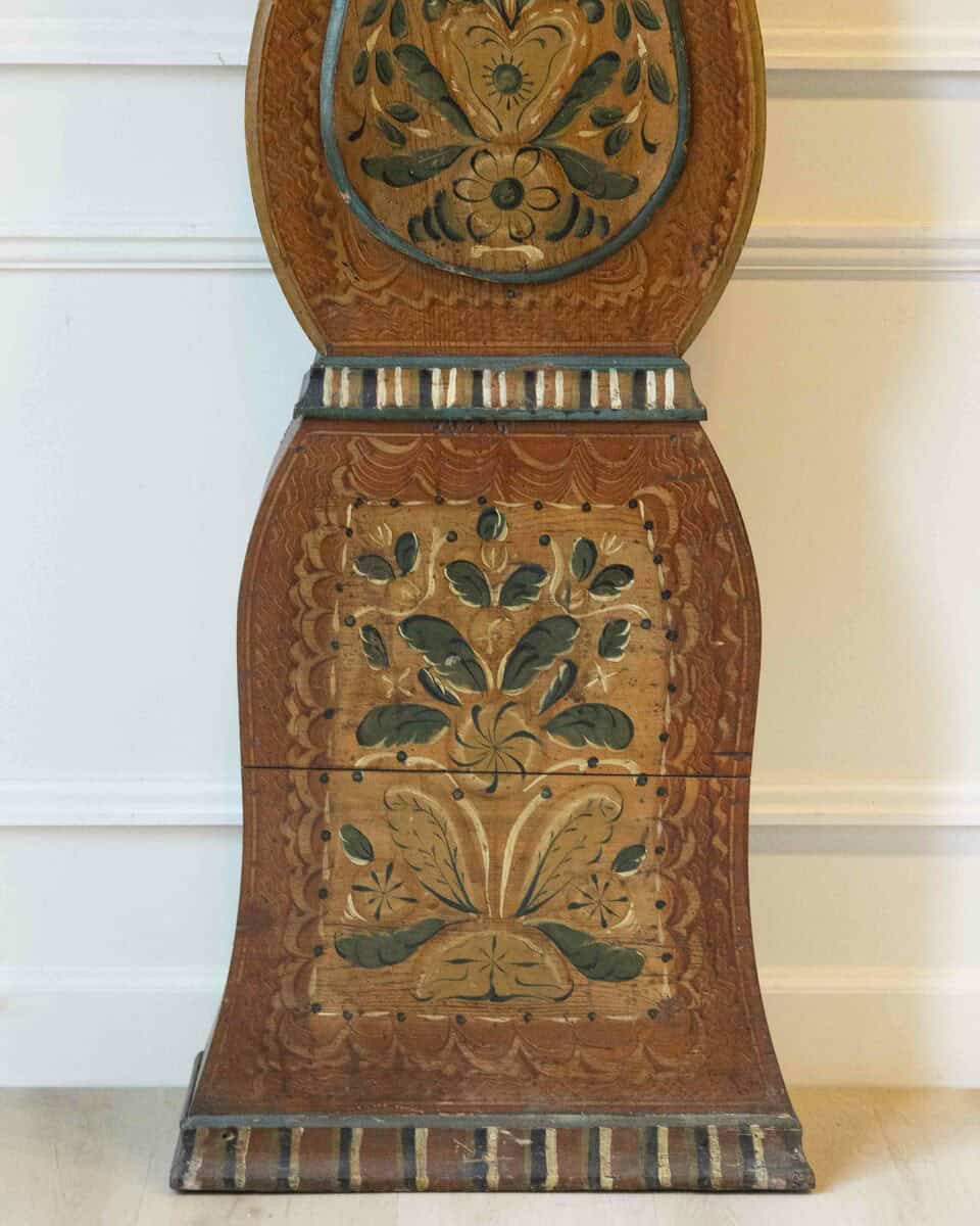 Rococo Style Clock from the County of Dalarna, Sweden, Original Paint, Dated 1841 - JAA
