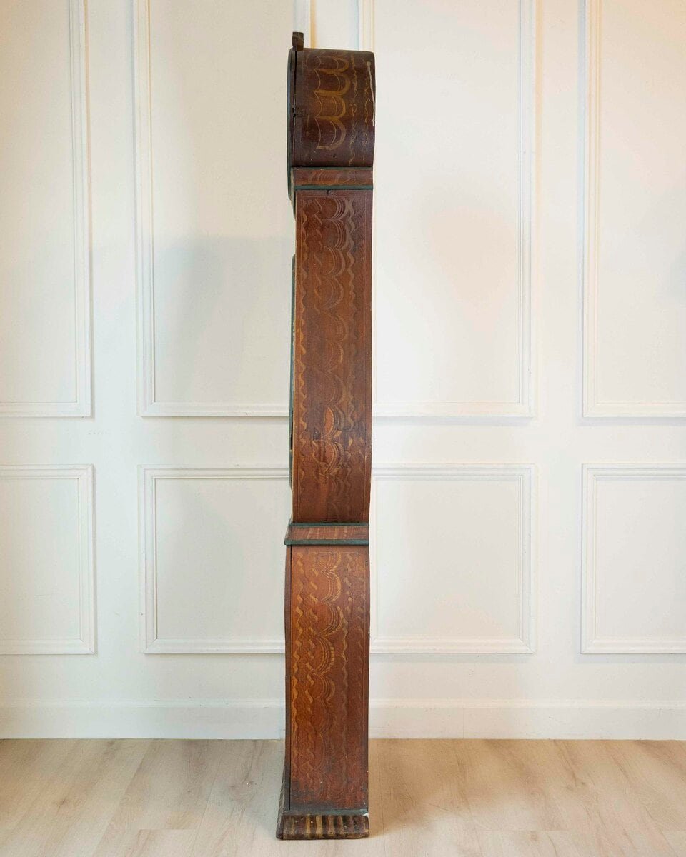 Rococo Style Clock from the County of Dalarna, Sweden, Original Paint, Dated 1841 - JAA