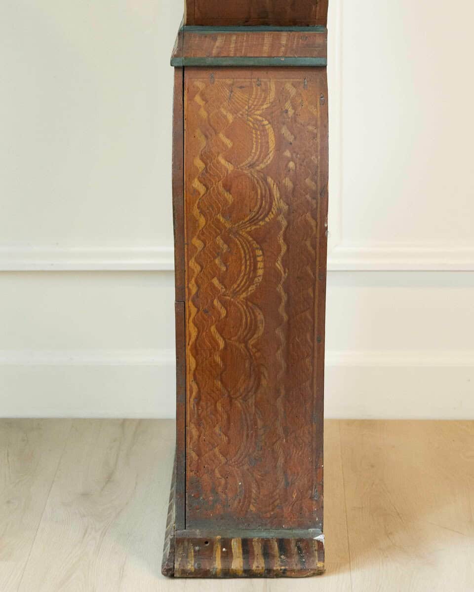 Rococo Style Clock from the County of Dalarna, Sweden, Original Paint, Dated 1841 - JAA