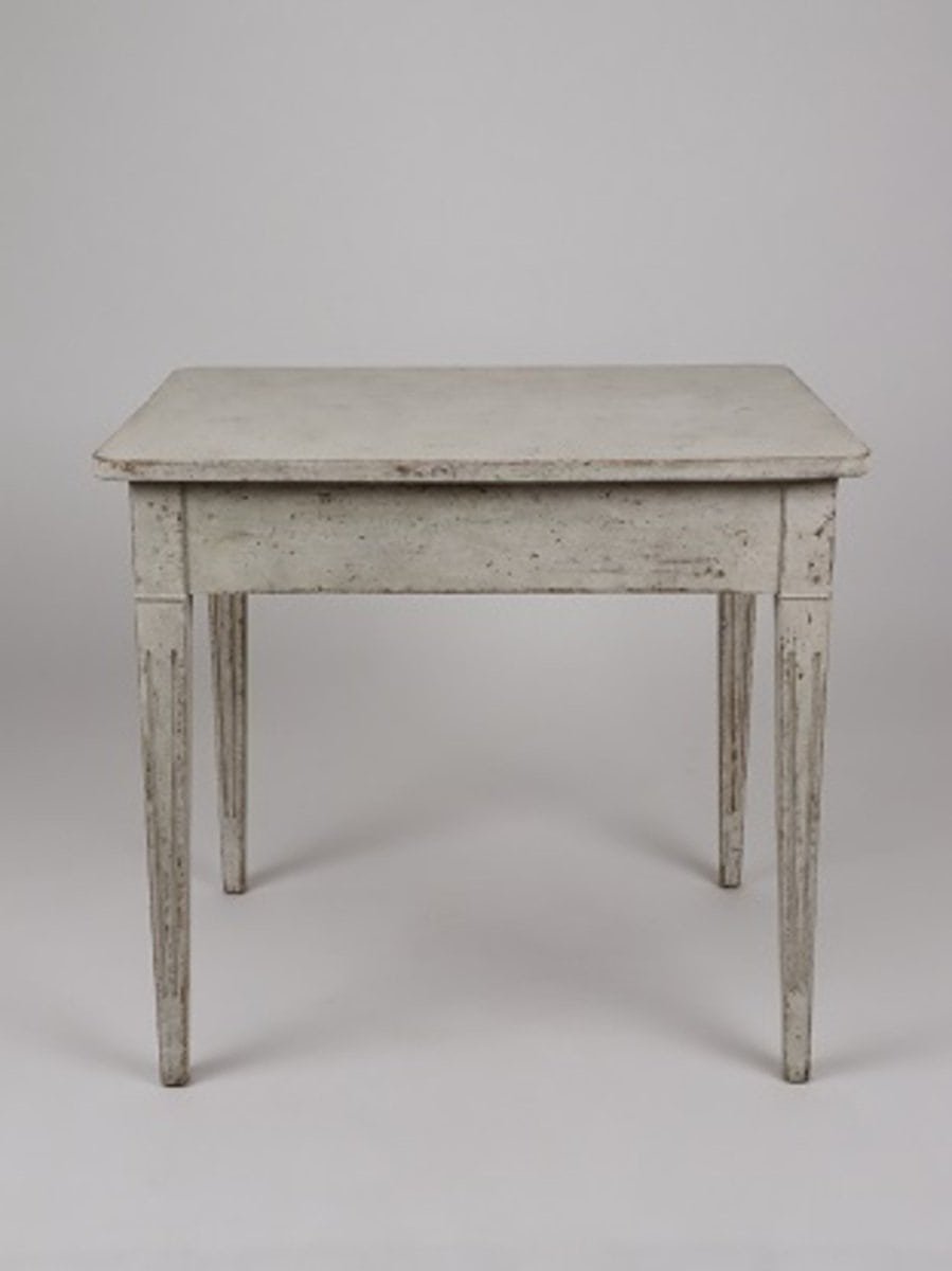 Swedish Gustavian Style 1850s Painted Desk with Single Drawer and Tapered Legs - JAA