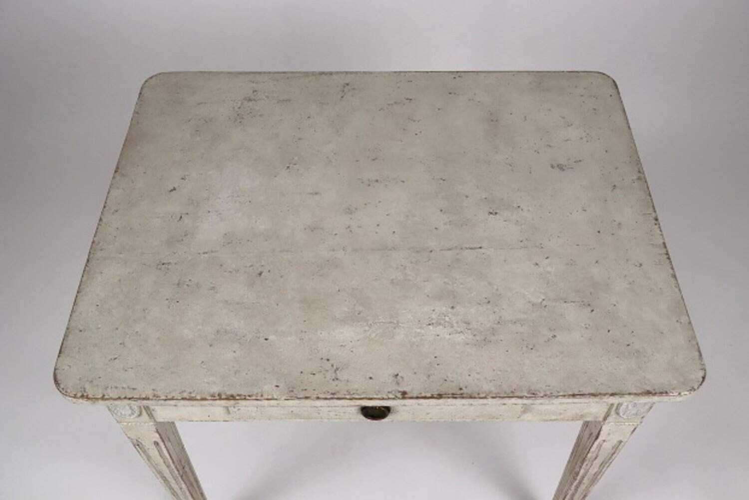 Swedish Gustavian Style 1850s Painted Desk with Single Drawer and Tapered Legs - JAA