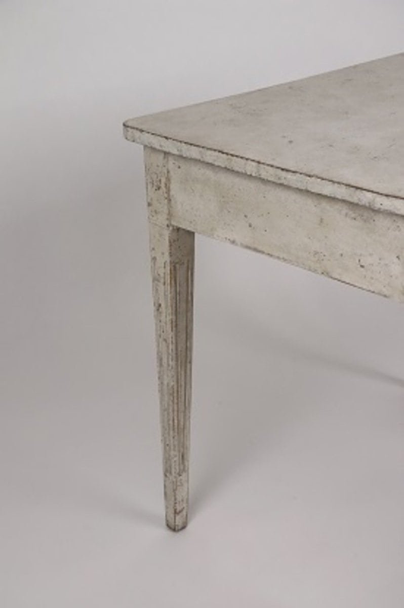 Swedish Gustavian Style 1850s Painted Desk with Single Drawer and Tapered Legs - JAA