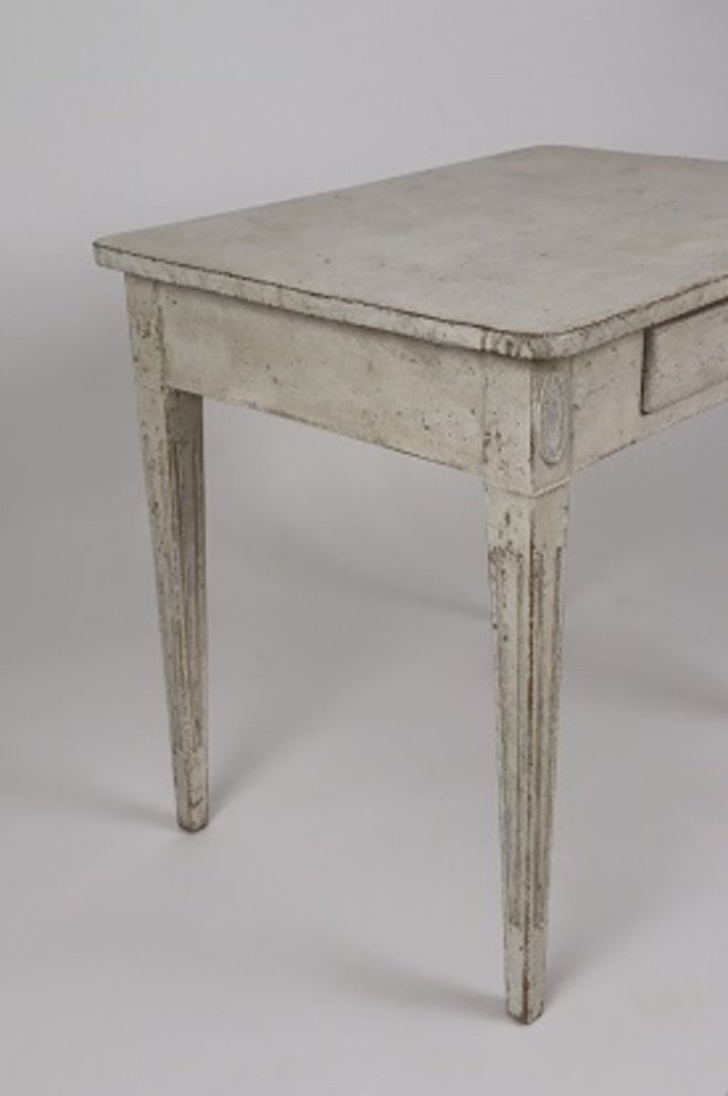 Swedish Gustavian Style 1850s Painted Desk with Single Drawer and Tapered Legs - JAA