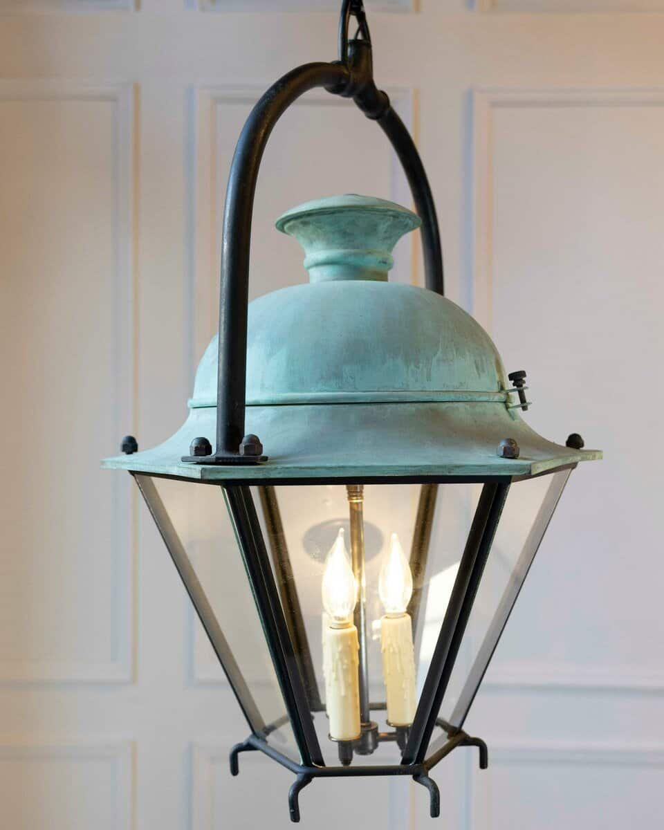 Two French Hexagonal Copper Lantern with Domed Top (Priced Each) - JAA