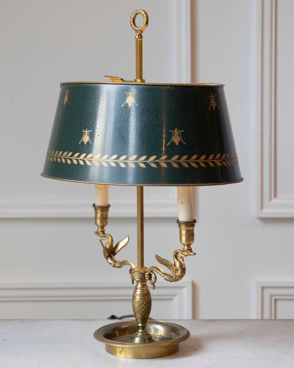 Gilded bronze hot water bottle lamp, with winged swans - JAA