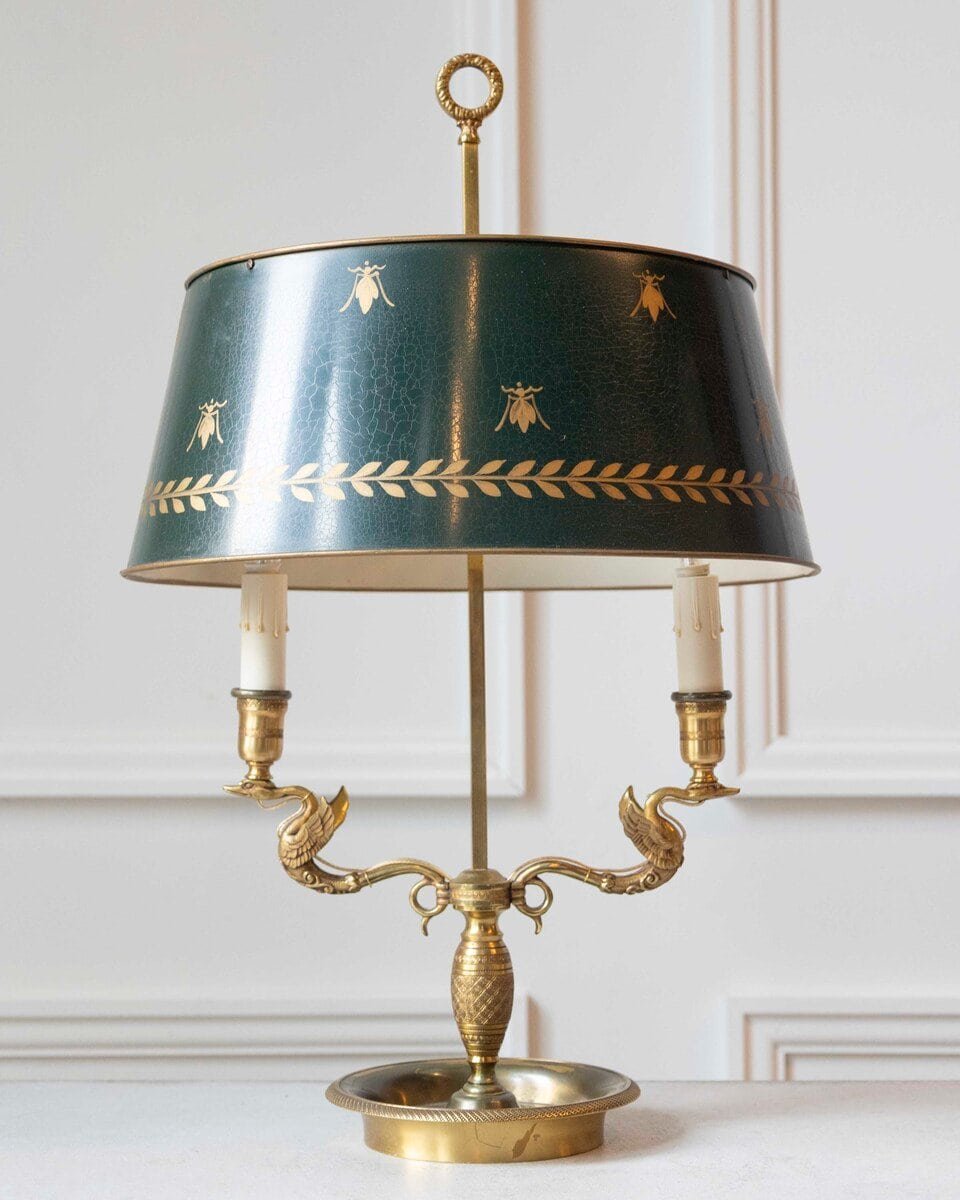 Gilded bronze hot water bottle lamp, with winged swans - JAA