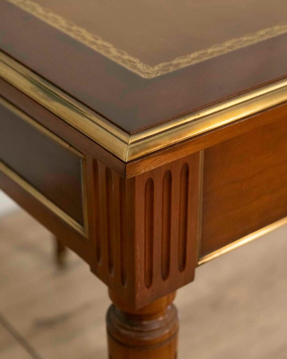 Louis XVI Style Mahogany Writing Desk with Leather Top, Mid-20th Century - JAA