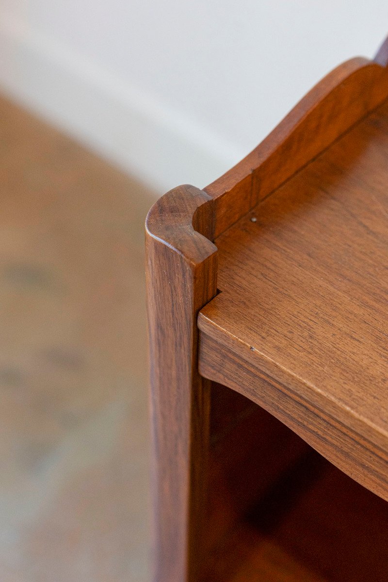 French Louis XV Style 19th Century Wooden Bedside Table with Open Shelf - JAA