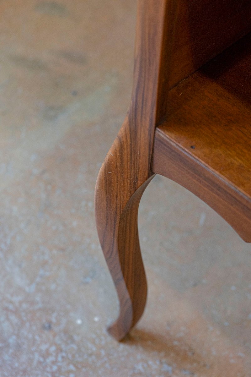 French Louis XV Style 19th Century Wooden Bedside Table with Open Shelf - JAA