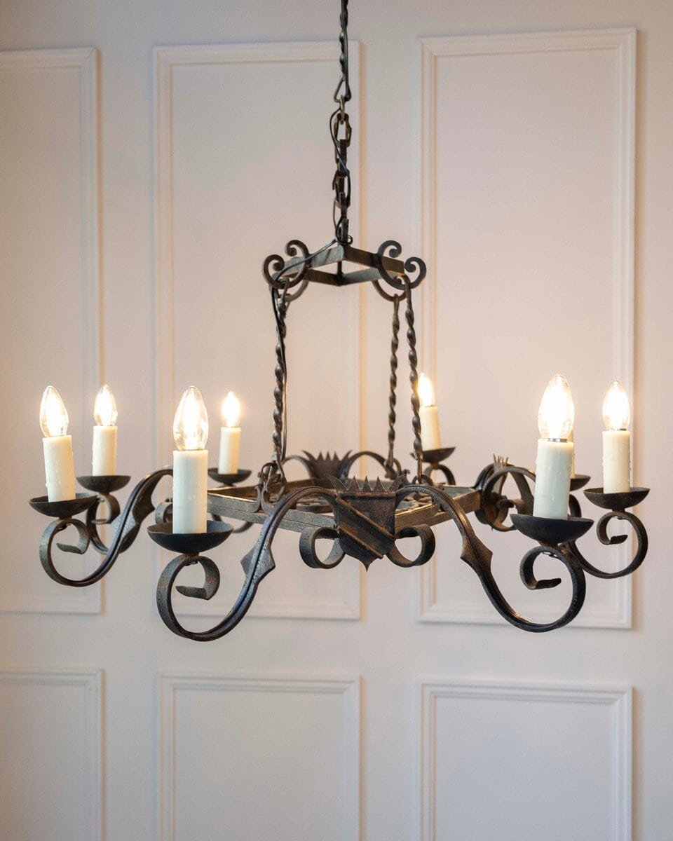 20th Century French Wrought Iron Chandelier - JAA