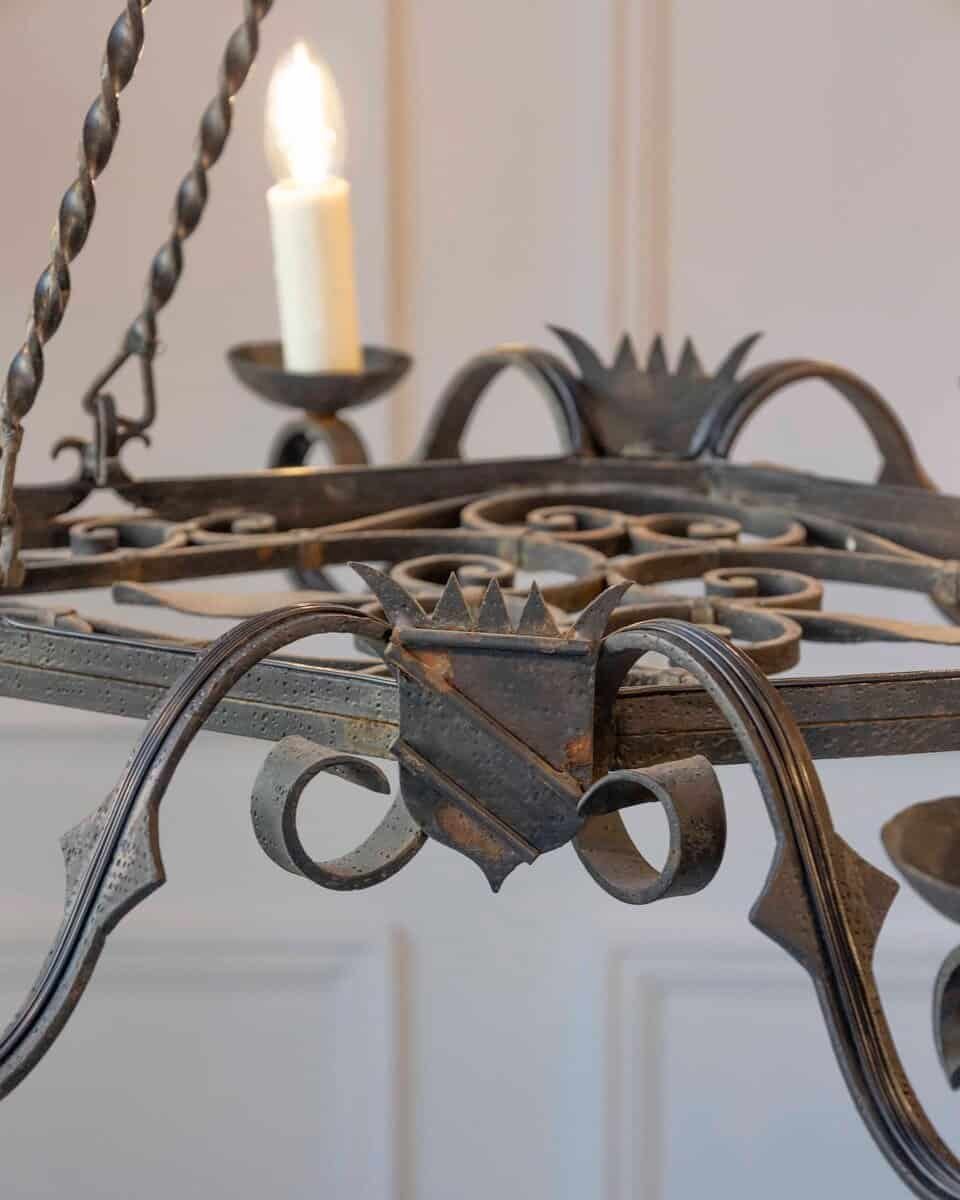 20th Century French Wrought Iron Chandelier - JAA