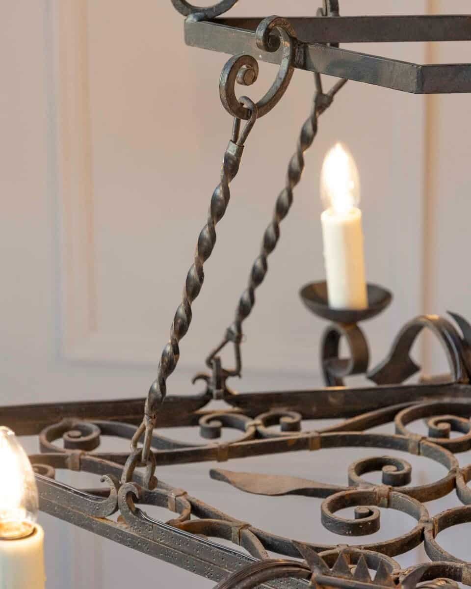 20th Century French Wrought Iron Chandelier - JAA
