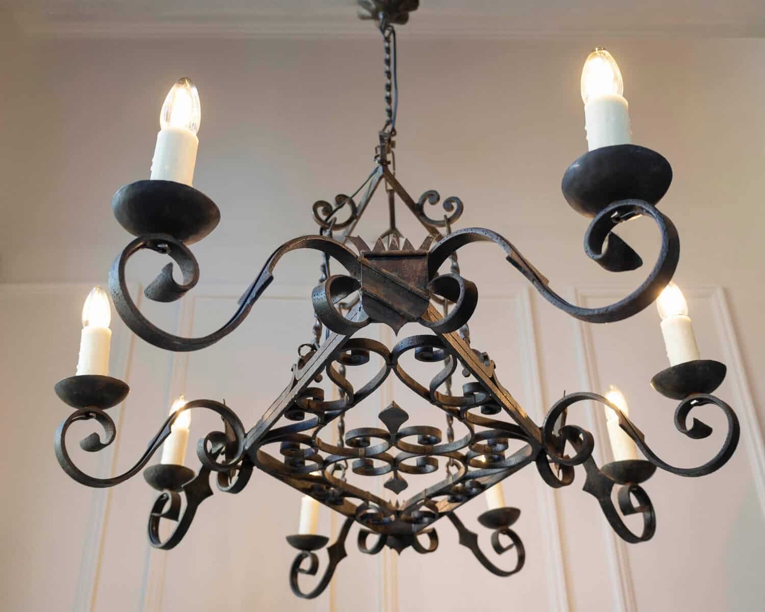 20th Century French Wrought Iron Chandelier - JAA