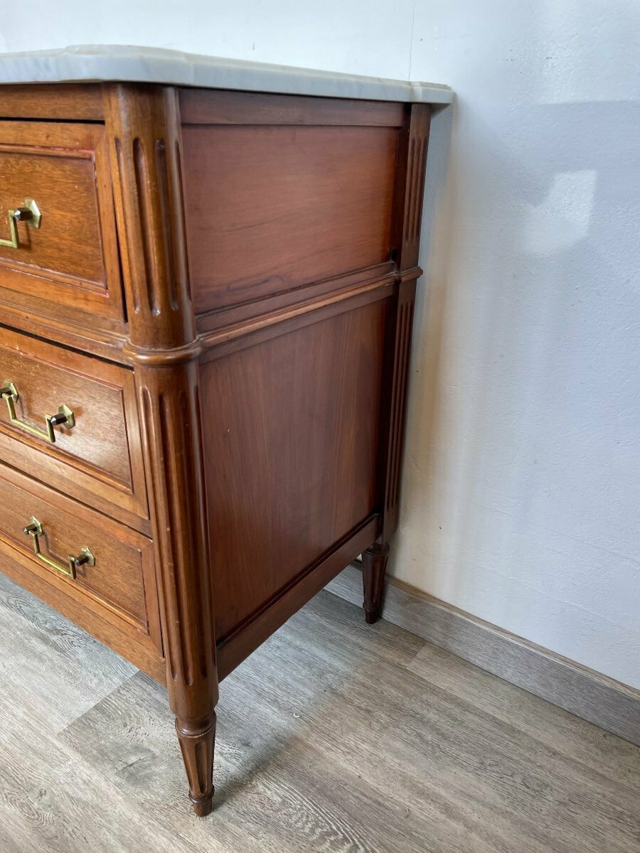 Louis XVI Style Chest Of Drawers In Walnut Circa 1950 - JAA