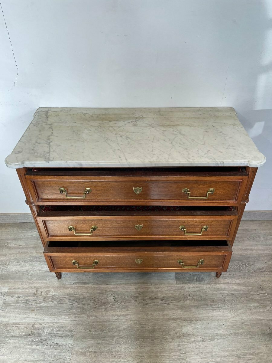 Louis XVI Style Chest Of Drawers In Walnut Circa 1950 - JAA