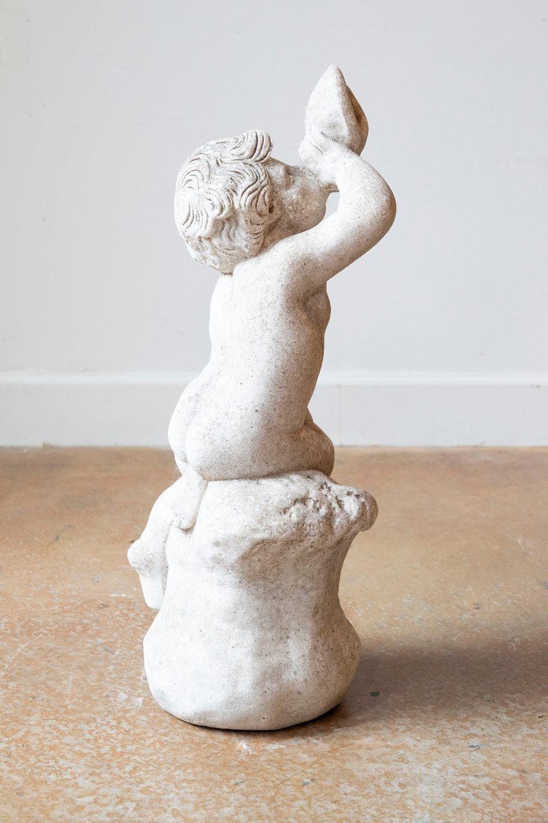 Swedish 20th Century Marble Cherub Statue - JAA