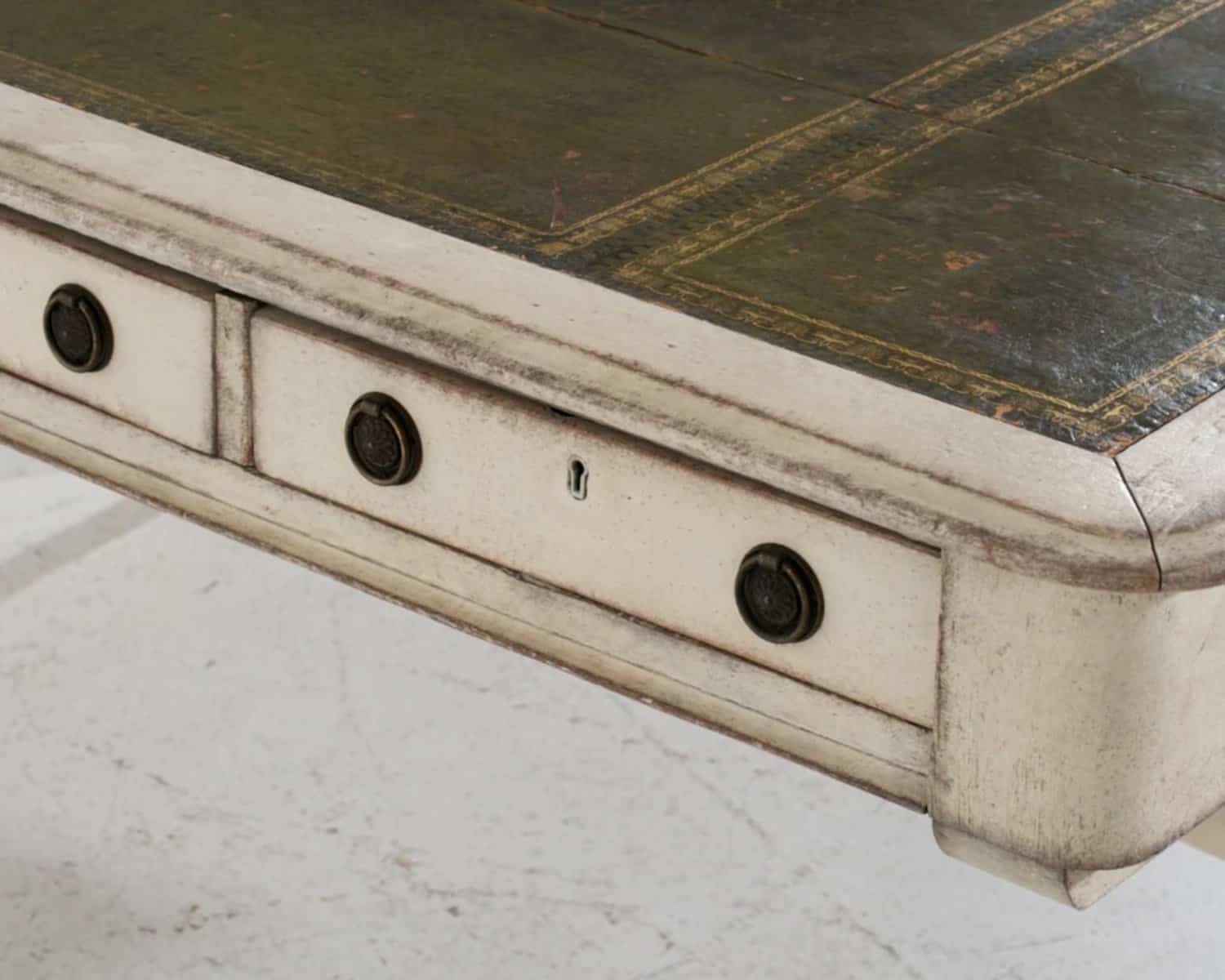 Rare European partners desk, with bronze feets and leather top, circa 1820 - JAA