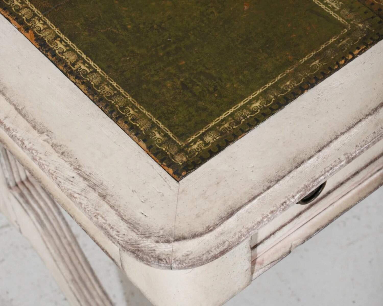 Rare European partners desk, with bronze feets and leather top, circa 1820 - JAA