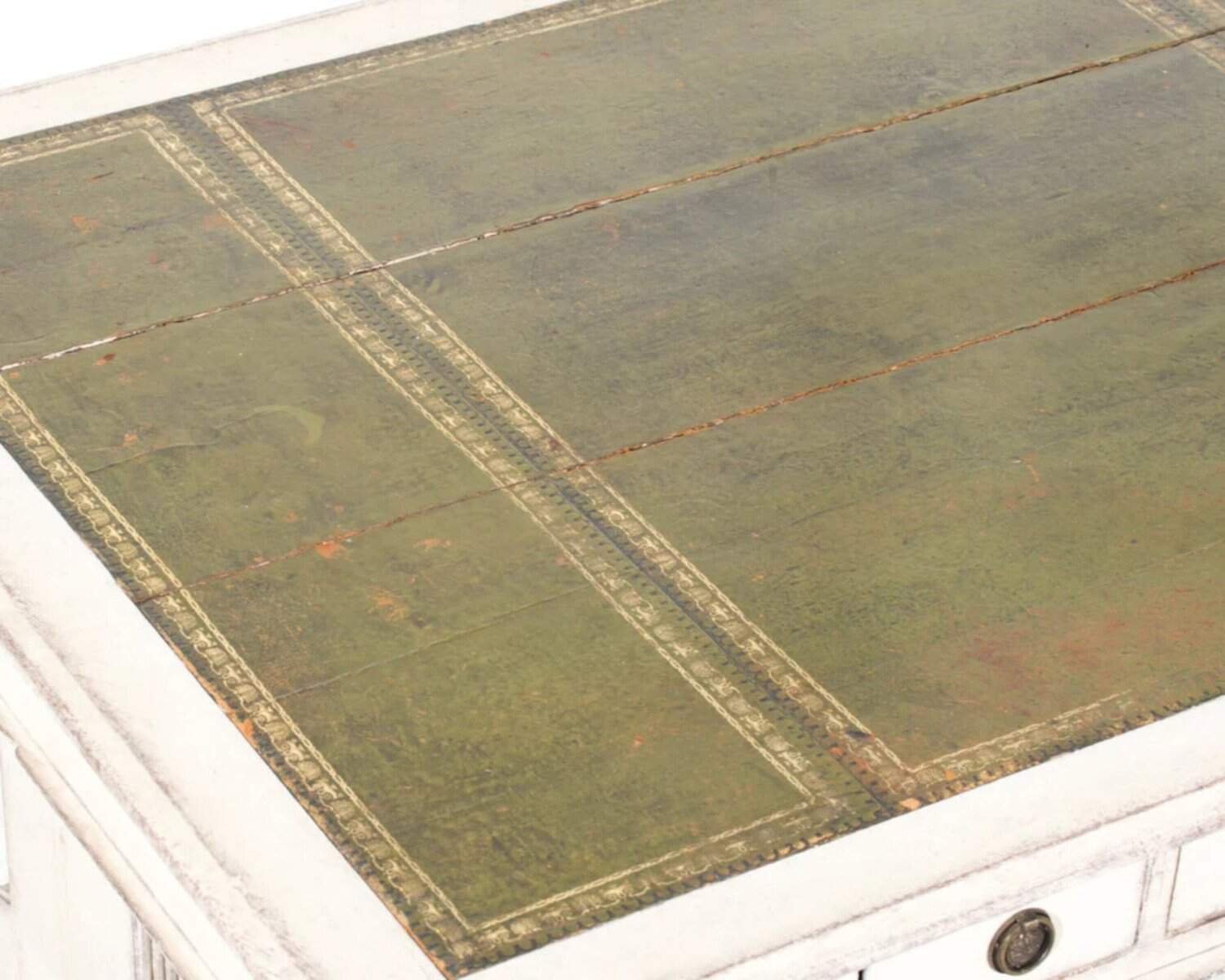 Rare European partners desk, with bronze feets and leather top, circa 1820 - JAA