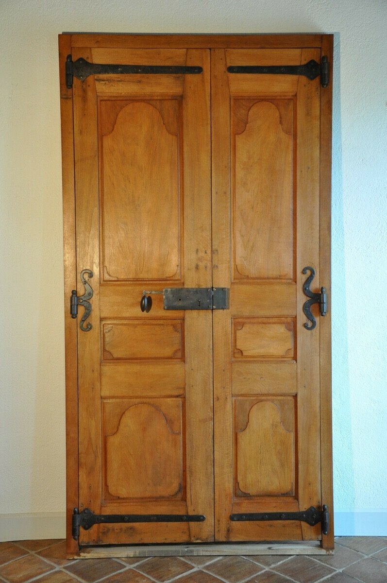 Antique Double-leaf Communicating Door In Double-sided Walnut, 19th Century - JAA