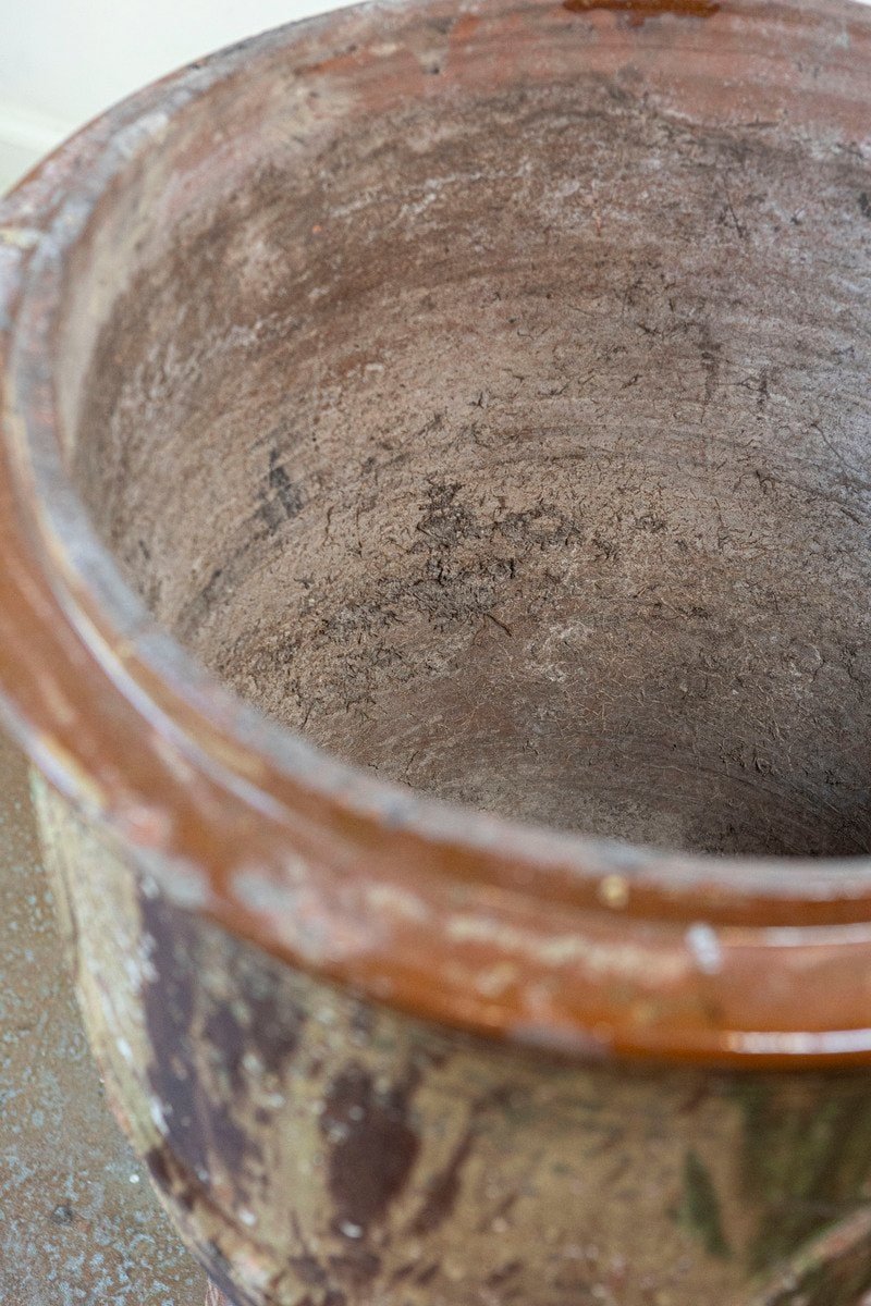 Large French 19th Century Boisset Anduze Jar with Brown, Green Glaze and Swags - JAA