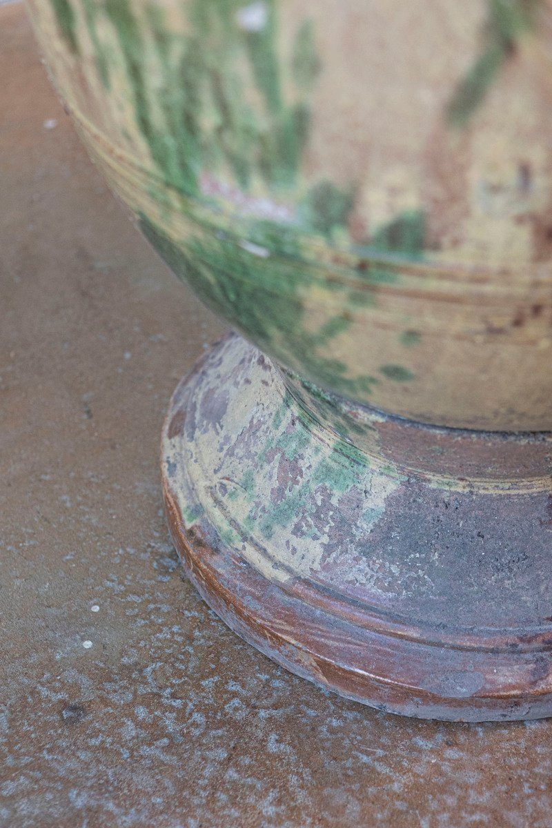 Large French 19th Century Boisset Anduze Jar with Brown, Green Glaze and Swags - JAA