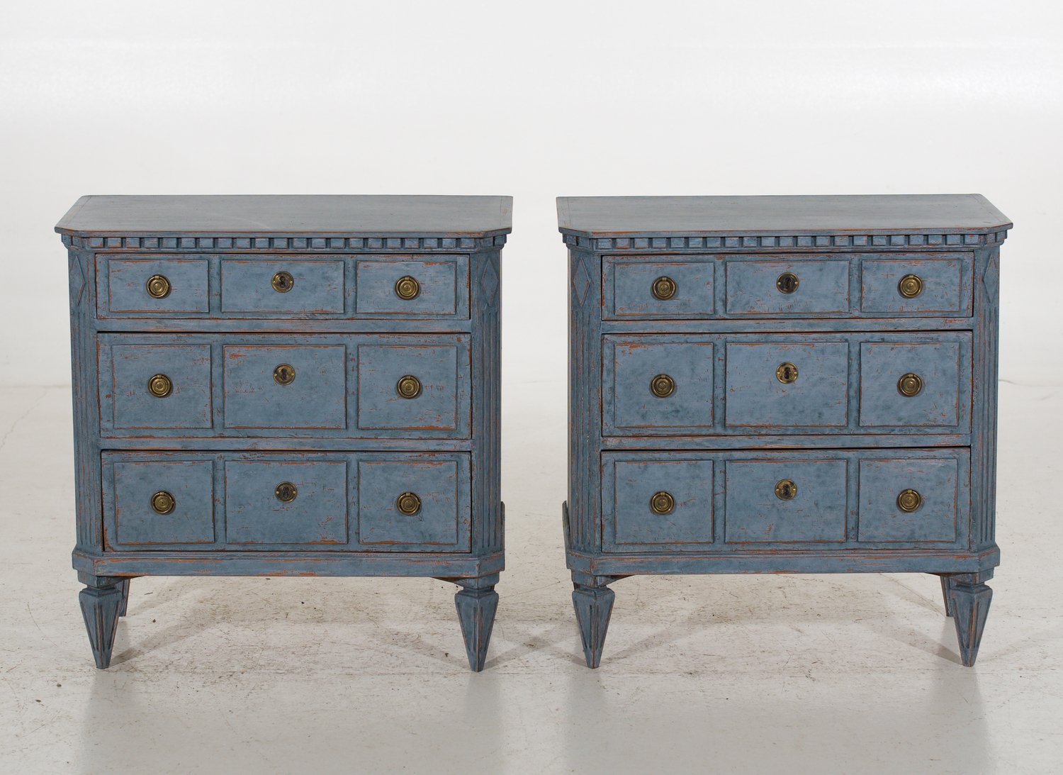 Pair of Swedish Blue Commodes Circa 100 Years Old - JAA