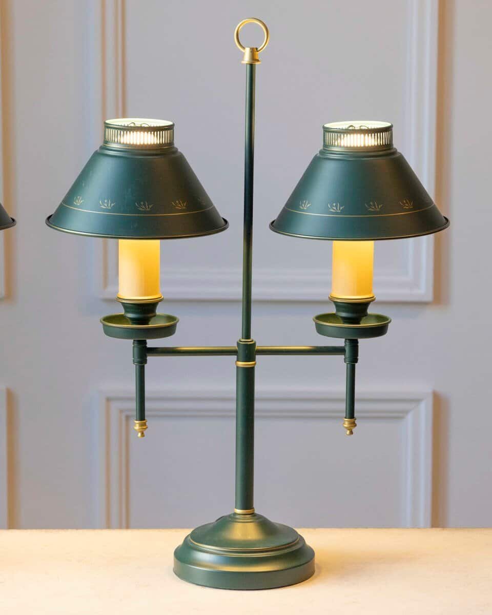 Pair of Quinquet lamps in painted sheet metal - JAA