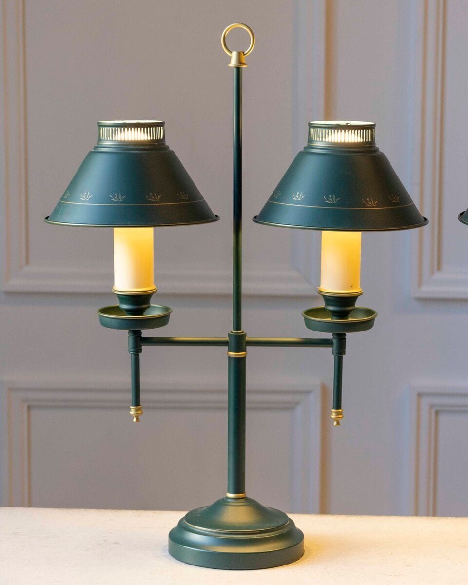 Pair of Quinquet lamps in painted sheet metal - JAA