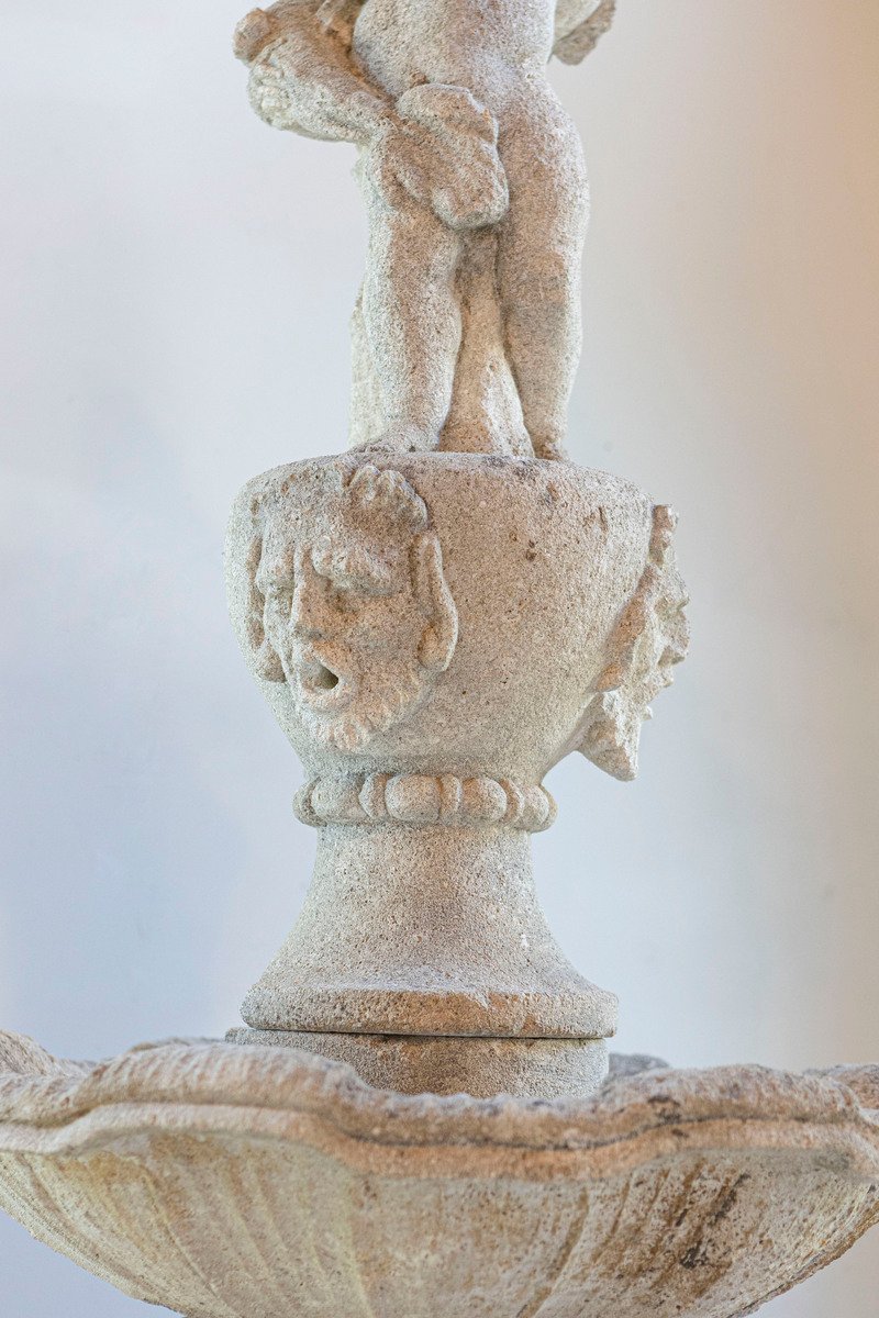 Italian Carved Stone Two-Tiered Garden Fountain from Vicenza - JAA