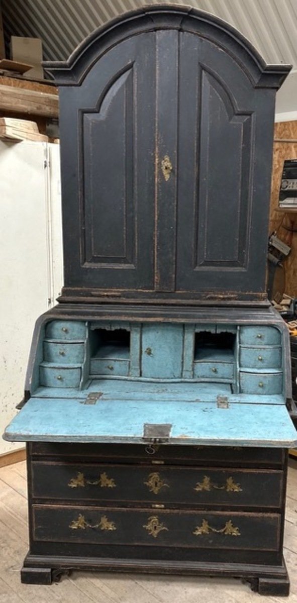 Black rare Swedish bureau 18th century - JAA