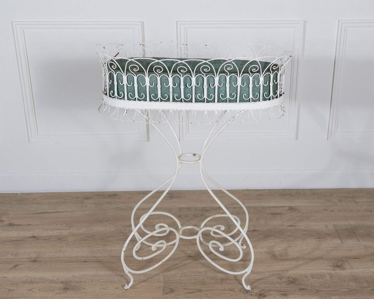 Wrought Iron Planter with Scrollwork Stand, 20th Century - JAA