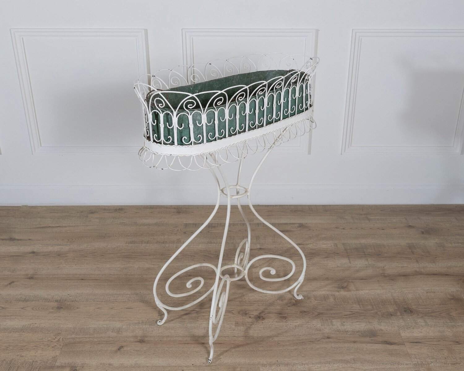 Wrought Iron Planter with Scrollwork Stand, 20th Century - JAA