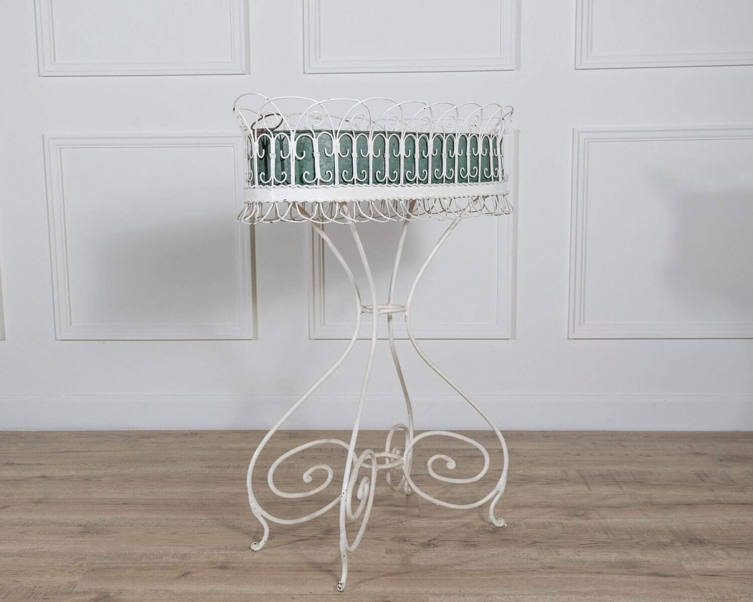 Wrought Iron Planter with Scrollwork Stand, 20th Century - JAA