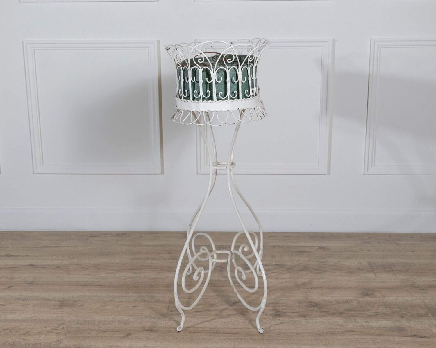 Wrought Iron Planter with Scrollwork Stand, 20th Century - JAA