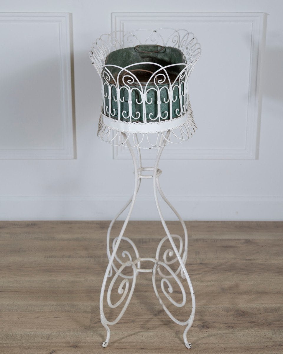 Wrought Iron Planter with Scrollwork Stand, 20th Century - JAA