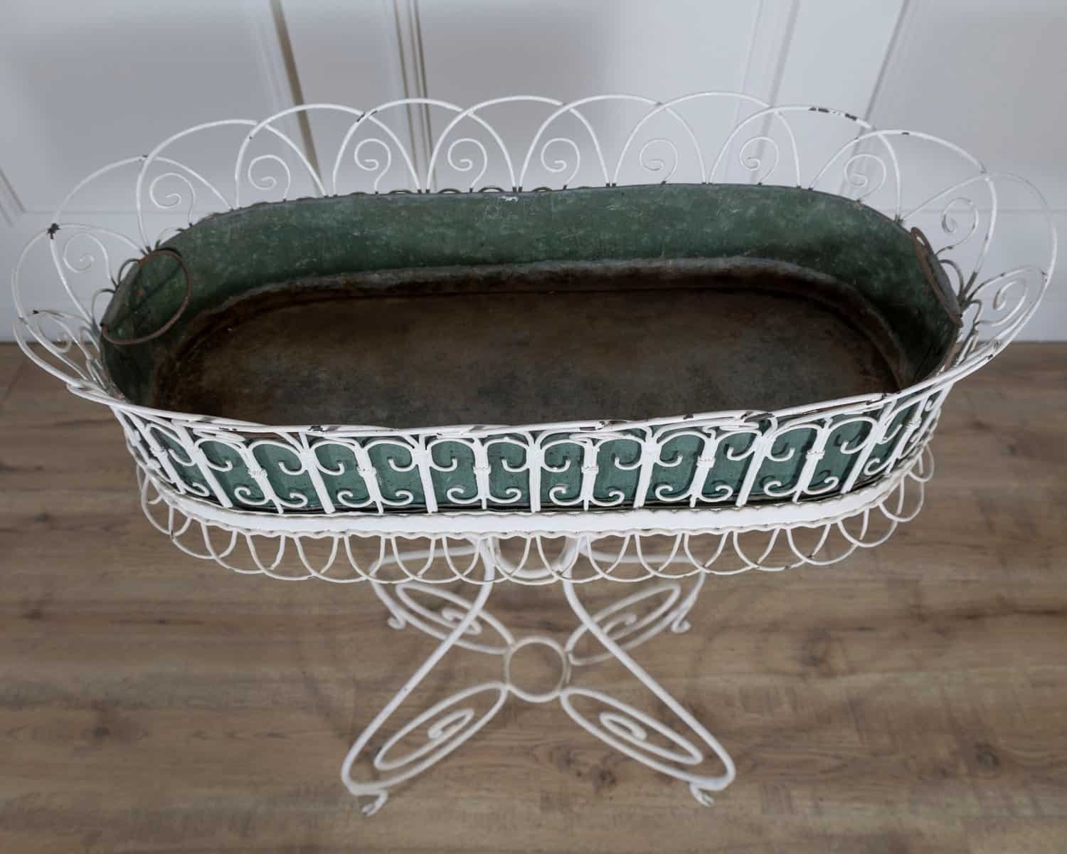Wrought Iron Planter with Scrollwork Stand, 20th Century - JAA