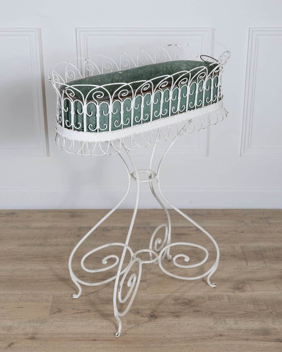Wrought Iron Planter with Scrollwork Stand, 20th Century - JAA