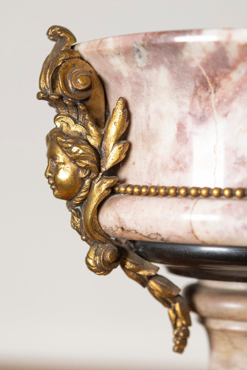 Pair of 19th-Century French Neoclassical Marble and Gilt Bronze Urns - JAA