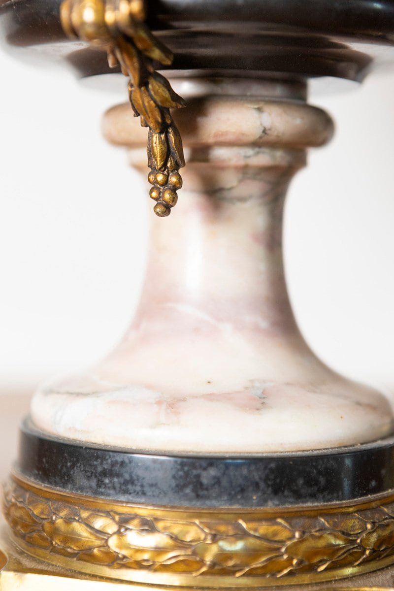 Pair of 19th-Century French Neoclassical Marble and Gilt Bronze Urns - JAA