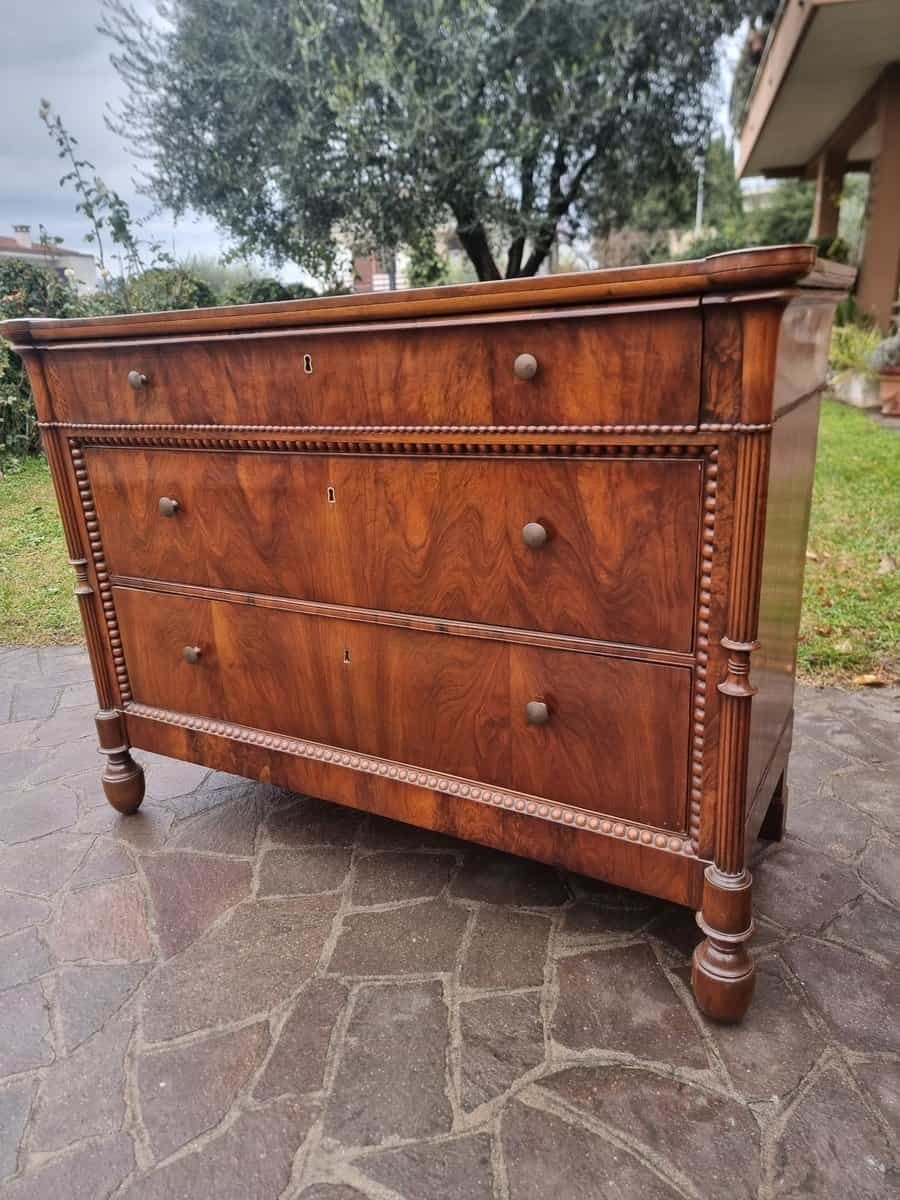 Pair of Carlo Decimo chests of drawers in veneered walnut wood Circa 1830 - JAA