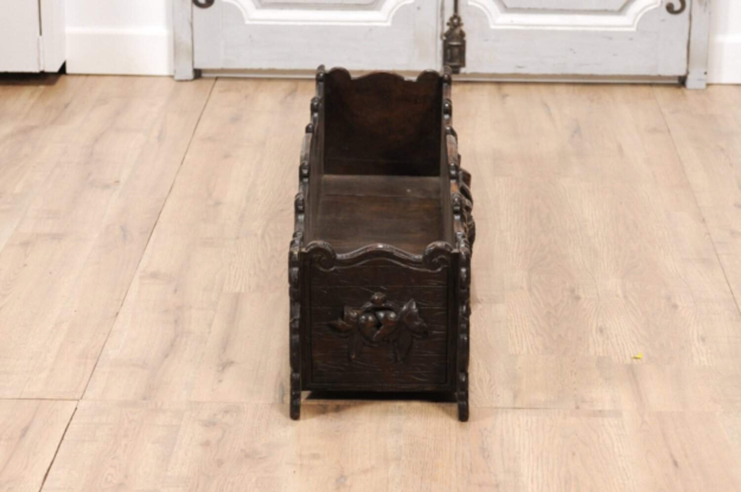1890s French Oak Planter with Carved Gardening Themed Frieze - JAA