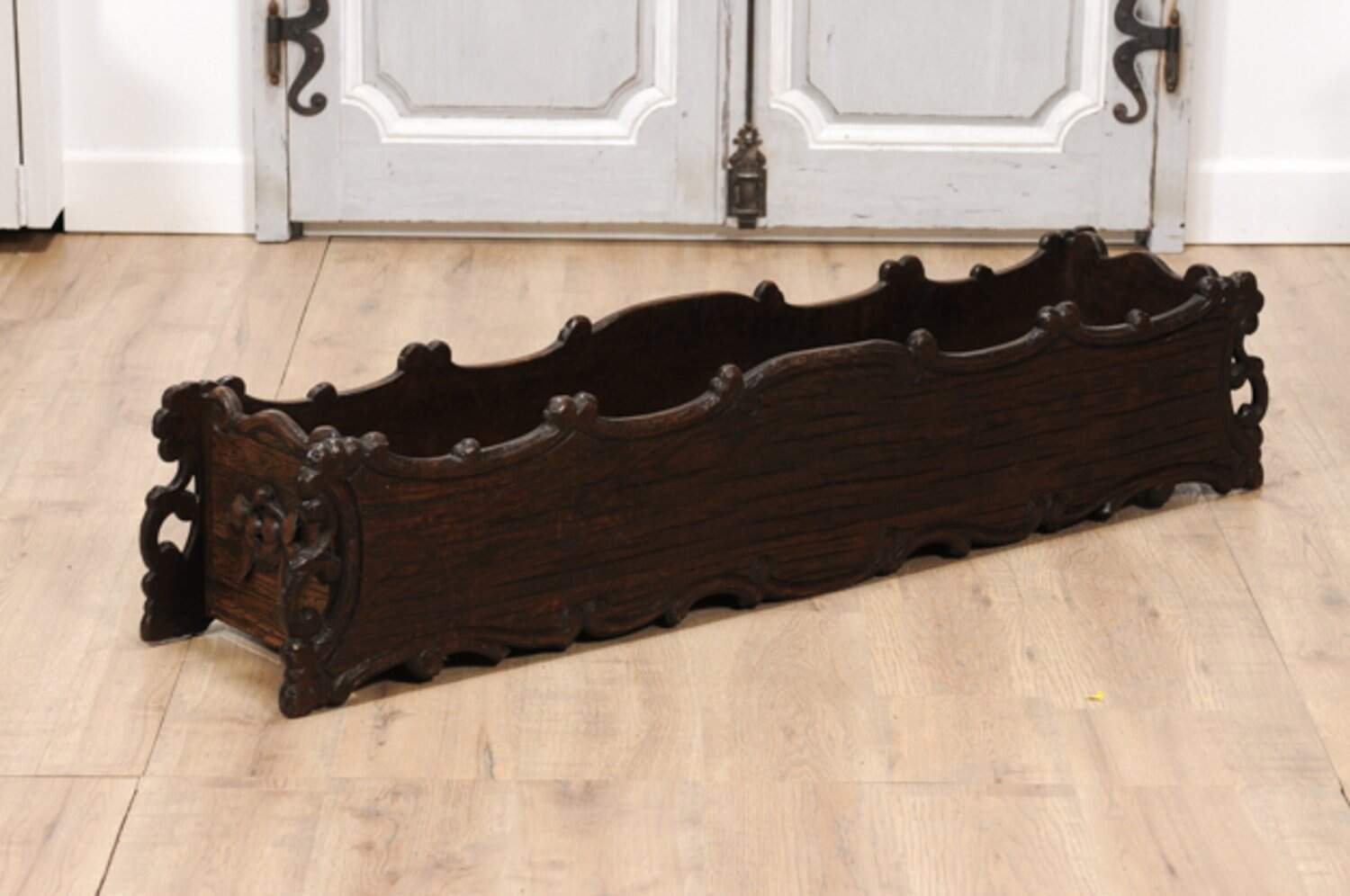 1890s French Oak Planter with Carved Gardening Themed Frieze - JAA