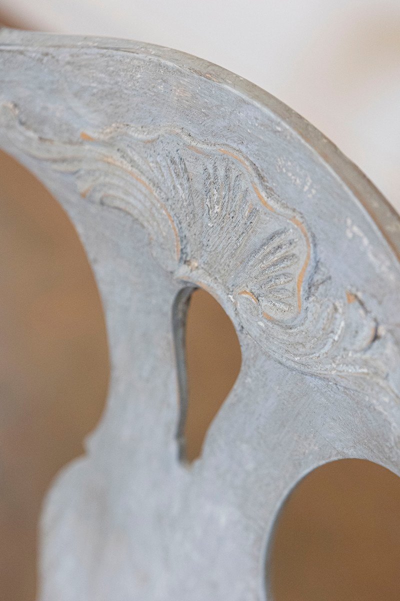 Pair of Swedish Rococo Style 1890s Painted Wood Armchairs - JAA